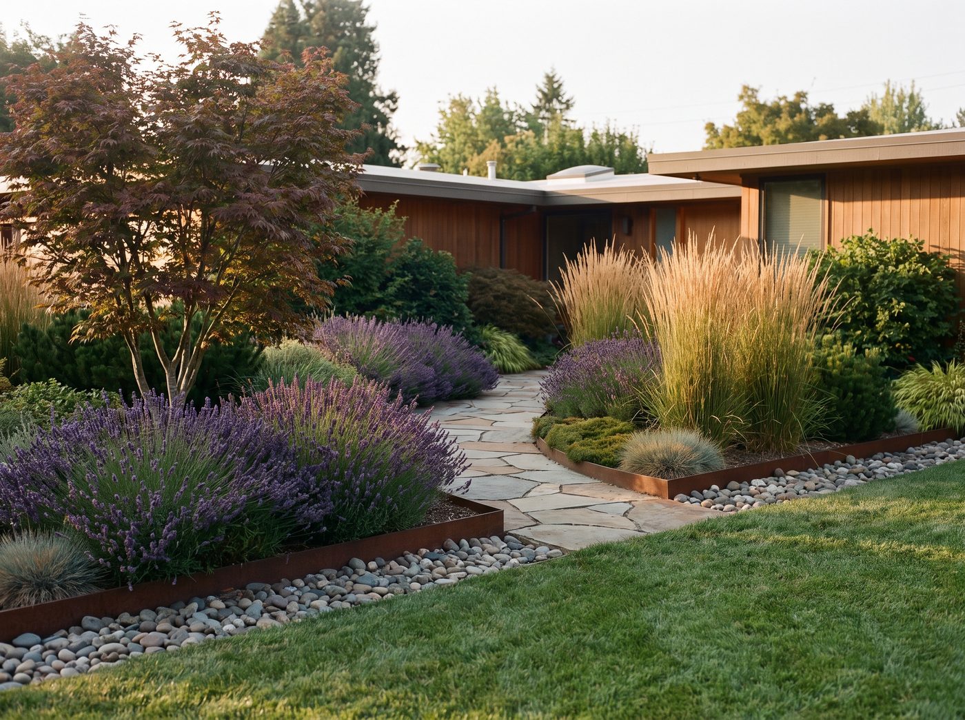 The same yard after a Boxcar landscape design.